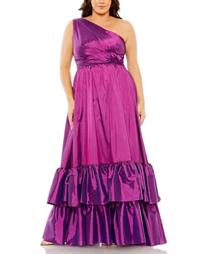 Shop Mac Duggal One Shoulder Ruffle Hem Gown In Ultra Violet