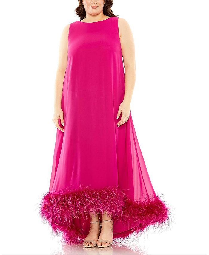 Mac Duggal Mac Duggal High Neck Feather Hem Gown | Bloomingdale's