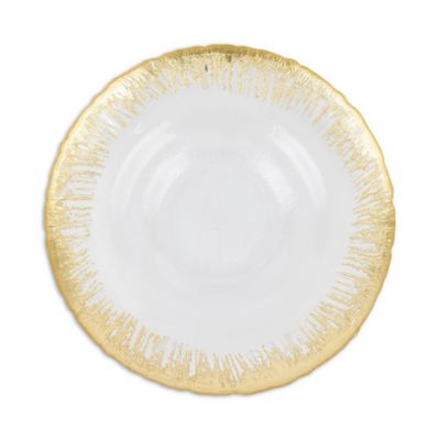 Rufolo Glass Gold Brushstroke Medium Shallow Bowl
