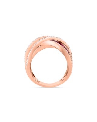 Ruby & Diamond Crossover Ring in 14K Rose Gold