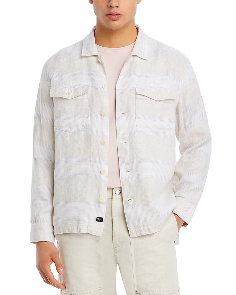Rails Kerouac Linen Button-up Shirt In Wicker Graphite Stripe