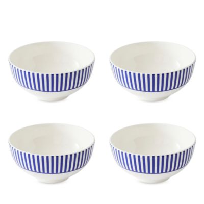 Spode Blue Italian Steccato Rimless Bowls, Set of 4