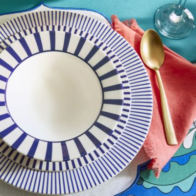 Blue Italian Steccato Cereal Bowls, Set of 4