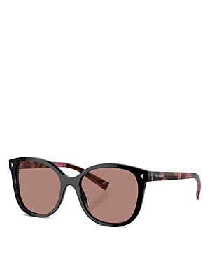 Shop Prada Square Sunglasses, 53mm In Black/brown Solid