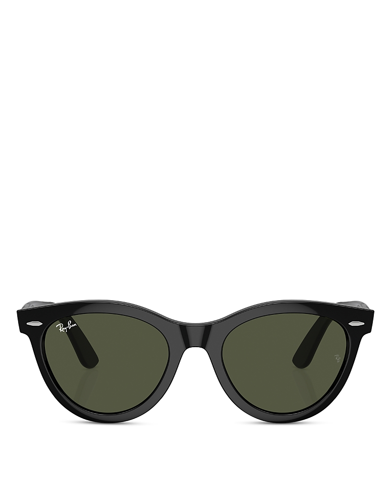 Ray Ban Ray-ban Wayfarer Oval Sunglasses, 54mm In Black/green Solid