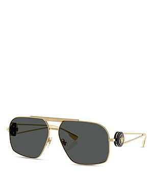 Shop Versace Solid Pilot Sunglasses, 62mm In Gold/gray Solid