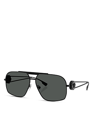 Shop Versace Solid Pilot Sunglasses, 62mm In Black/gray Solid