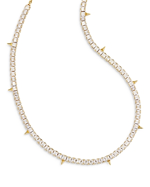 Shop Kendra Scott Jacqueline Spike Tennis Necklace, 17 In Gold White Crystal