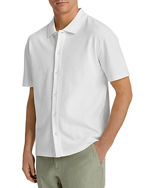 Shop Vince Variegated Jacquard Short Sleeve Shirt In Off White