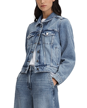 Shop Reiss Ellen Denim Jacket In Mid Blue