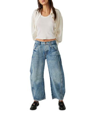 Good Luck High Rise Cropped Wide Leg Barrel Jeans in Ultra Light Beam