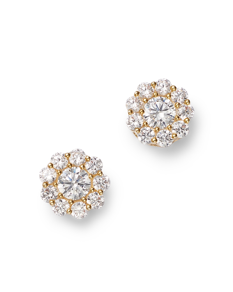 Bloomingdale's Fine Collection Diamond Halo Stud Earrings in 14K Yellow Gold, 1.0 tcw