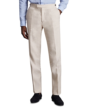 Shop Reiss Kin Linen Slim Fit Suit Pants In Stone
