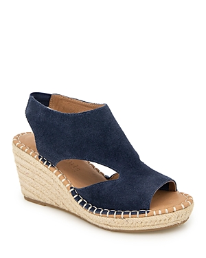 Shop Gentle Souls By Kenneth Cole Women's Cody Slip On Slingback Espadrille Wedge Sandals In Navy Suede