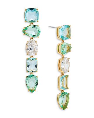 Nadri Watercolor Linear Mixed Cut Drop Earrings in 18K Gold Plated