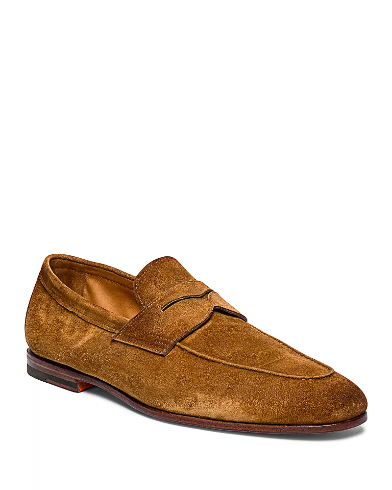 Santoni Carlos Suede Penny Loafers