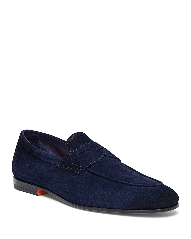 Santoni Carlos Penny Loafer In Blue