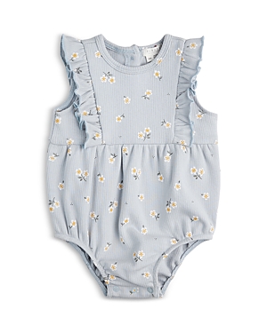 Shop Firsts By Petit Lem Girls' Ruffled Romper - Baby In Light Blue