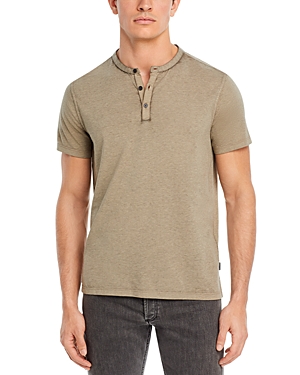 John Varvatos Duke Short Sleeve Slub Henley In Spruce