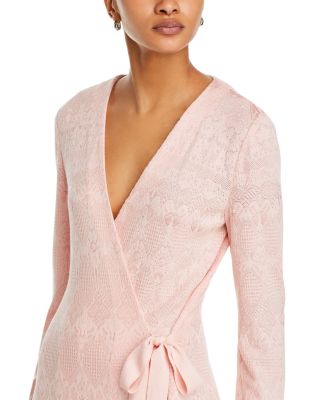 Fringe Trim Midi Wrap Dress