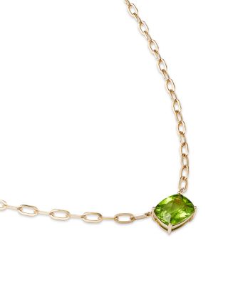 Peridot Solitaire Pendant Necklace in 14K Yellow Gold, 18"
