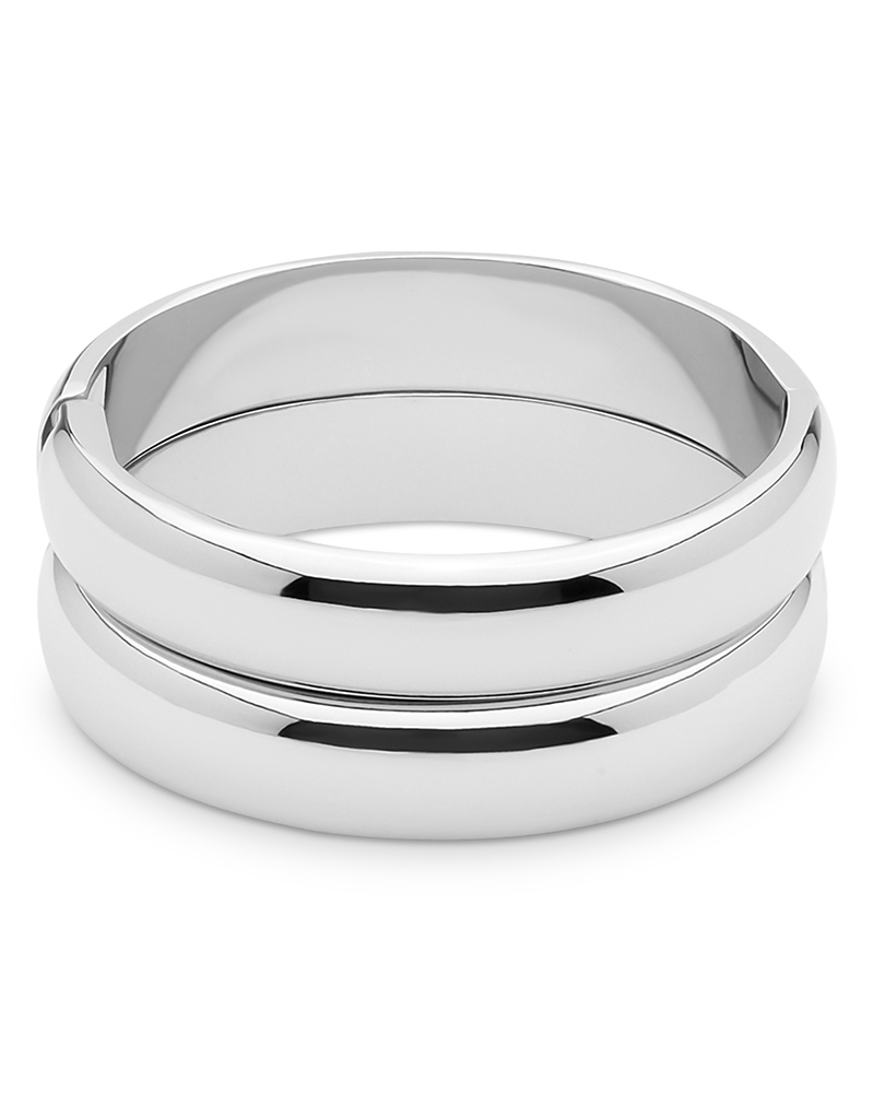 Ettika Set Of 2 Stackable Hinge Bangle Bracelets In Silver