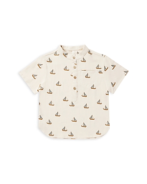 Rylee + Cru Boys' Mason Short Sleeve Shirt - Little Kid In Sailboat