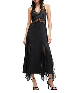 Shop Allsaints Jasmine Lace Inset Maxi Dress In Black