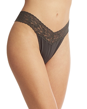 Shop Hanky Panky Cotton With A Conscience Original-rise Thong In Granite