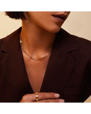 18K Yellow Gold Paperclip Link Chain Necklace, 22"