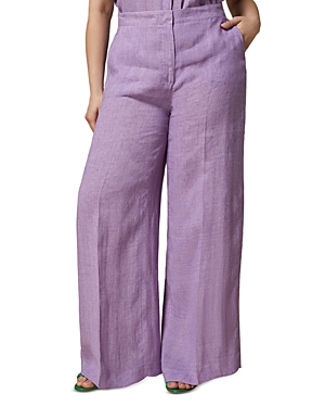 Shop Marina Rinaldi Euclide Linen Wide Leg Trousers In Lilac