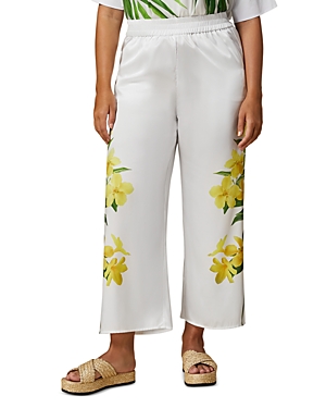Shop Marina Rinaldi Gersa Optical Floral Wide Leg Trousers In Optical White