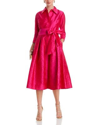 Embroidered Sash Belt Shirt Dress