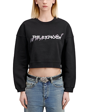 Shop The Kooples Cotton Graphic Sweatshirt In Black