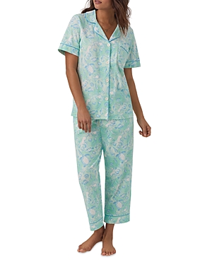 Shop Bedhead Pajamas Short Sleeve Cropped Pajama Set In Acquatic Life