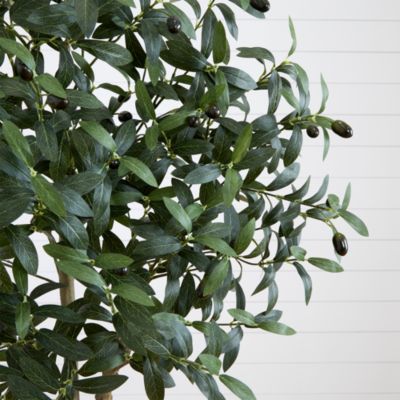 6ft. Artificial Olive Tree with White Decorative Planter