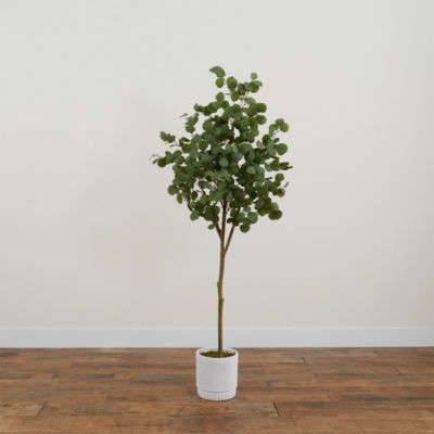 6ft. Artificial Eucalyptus Tree with White Decorative Planter