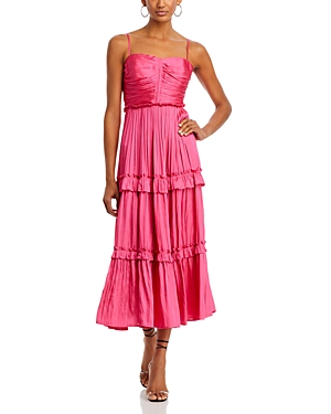 Aqua Ruched Top Midi Dress - 100% Exclusive In Hot Pink