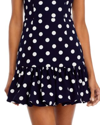 AQUA Polka Dot Bubble Hem Mini Dress - Exclusive
