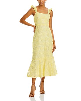 Dropping Hints Lace Dress - Neon Yellow