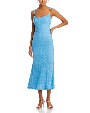 Shop Bardot Adoni Sleeveless Textured Midi Dress In Mid Blue