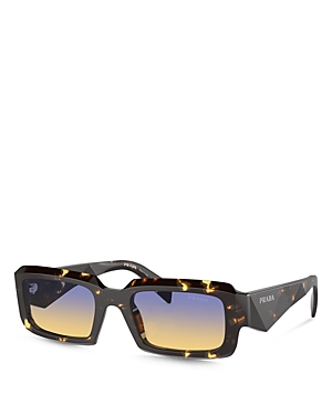 Prada Men's Geometric Logo Acetate & Plastic Rectangle Sunglasses In Black/multi Gradient