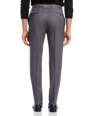 Slim Fit Flat Front Wool Trousers