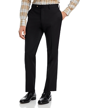 Pt Torino Slim Fit Flat Front Wool Trousers