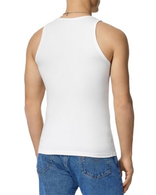 Cotton Blend Ribbed Logo Embroidered Tank