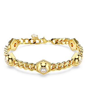 Shop Swarovski Numina Crystal Link Chain Bracelet In Gold/crystal