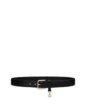 Dolce & Gabbana Logo-charm Leather Belt In Black