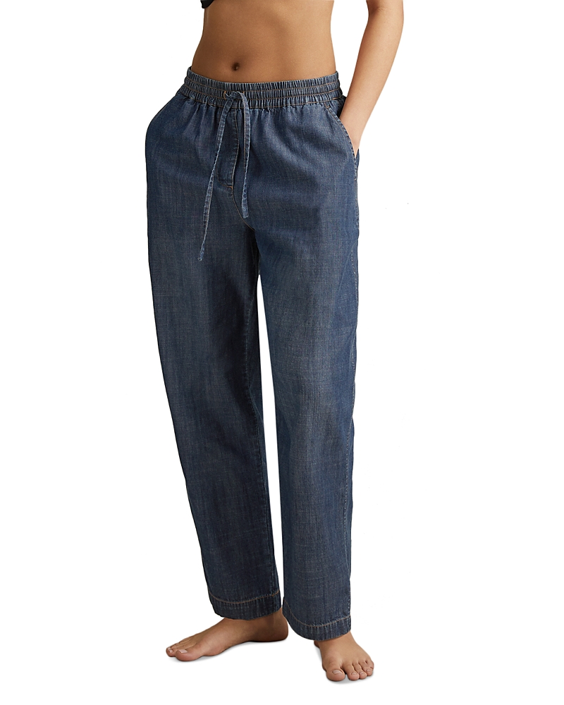 Reiss Womens Mid Blue Carter Tapered-leg Lyocell And Cotton Trousers In Mid Blue