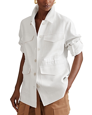 Shop Reiss Jade Drawcord Waist Jacket In White