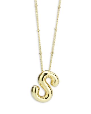 Aqua Initial Balloon Pendant Necklace, 16-19.5